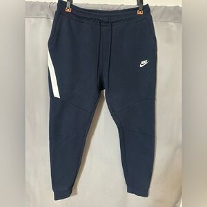 Nike Tech Fleece Joggers Men’s Large Navy Blue White Stripe Athletic Pants